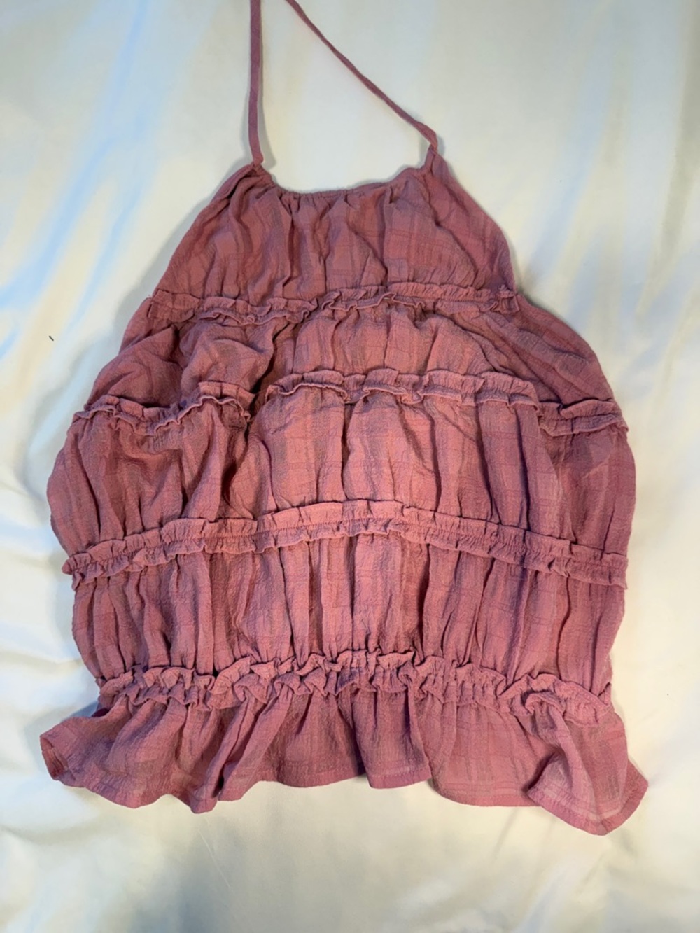 Lush Pink Ruched Halter Crop Top